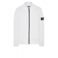 Stone Island 64351 Fall Winter Full Zipper Sweatshirt In Cotton Fleece White