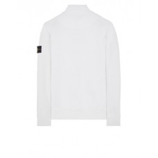 Stone Island 64351 Fall Winter Full Zipper Sweatshirt In Cotton Fleece White