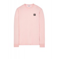 Stone Island 22713 Long Sleeve T Shirt In Cotton Jersey Pink Quartz