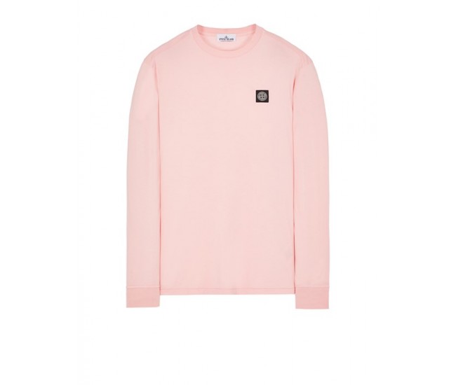 Stone Island 22713 Long Sleeve T Shirt In Cotton Jersey Pink Quartz