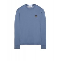 Stone Island 22713 Long Sleeve T Shirt In Cotton Jersey Avio Blue