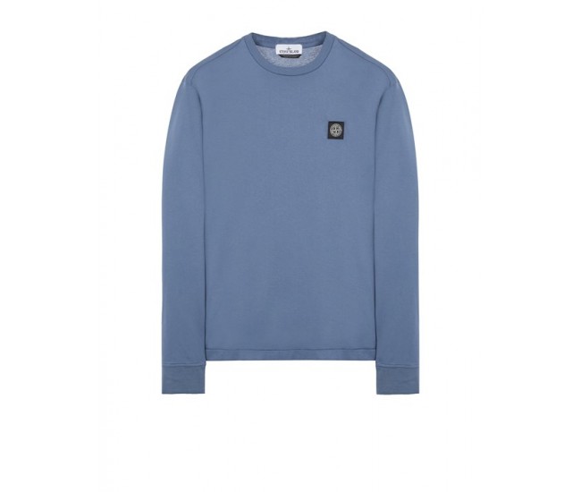 Stone Island 22713 Long Sleeve T Shirt In Cotton Jersey Avio Blue