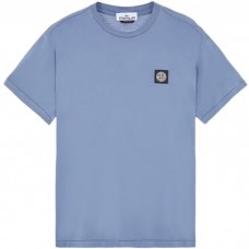 Stone Island 24113 Spring Summer Short Sleeve Shirt In Cotton Avio Blue