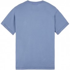 Stone Island 24113 Spring Summer Short Sleeve Shirt In Cotton Avio Blue