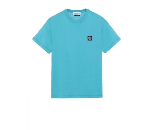 Stone Island 24113 Spring Summer Short Sleeve Shirt In Cotton Turquoise