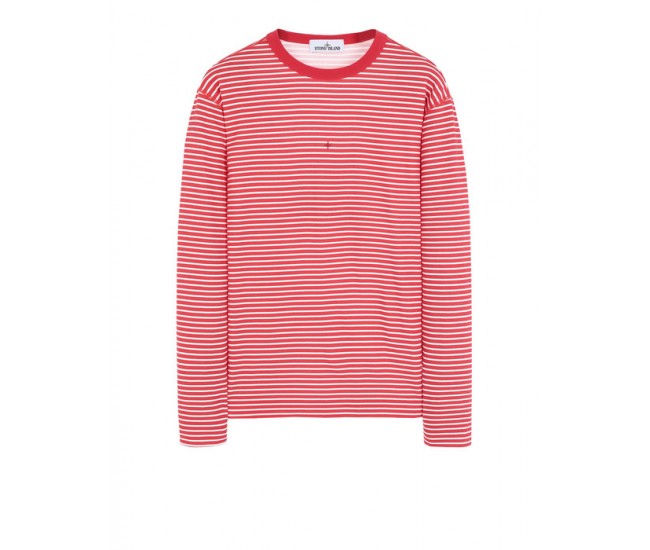 Stone Island 244X9 Long Sleeve T Shirt In Cotton Jersey Coral