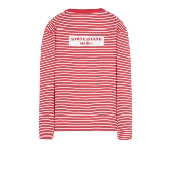 Stone Island 244X9 Long Sleeve T Shirt In Cotton Jersey Coral