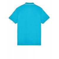 Stone Island 2CS17 Fall Winter Short Sleeve Polo T Shirts In Stretch Turquoise