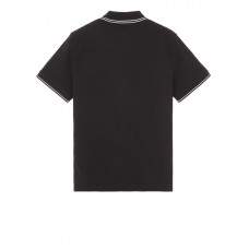 Stone Island 2CS18 Fall Winter Short Sleeve Polo T Shirts In Stretch Cotton Black