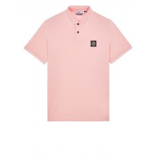 Stone Island 2CS18 Fall Winter Short Sleeve Polo T Shirts In Stretch Cotton Pink