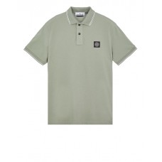 Stone Island 2CS18 Fall Winter Short Sleeve Polo T Shirts In Stretch Cotton Sage Green