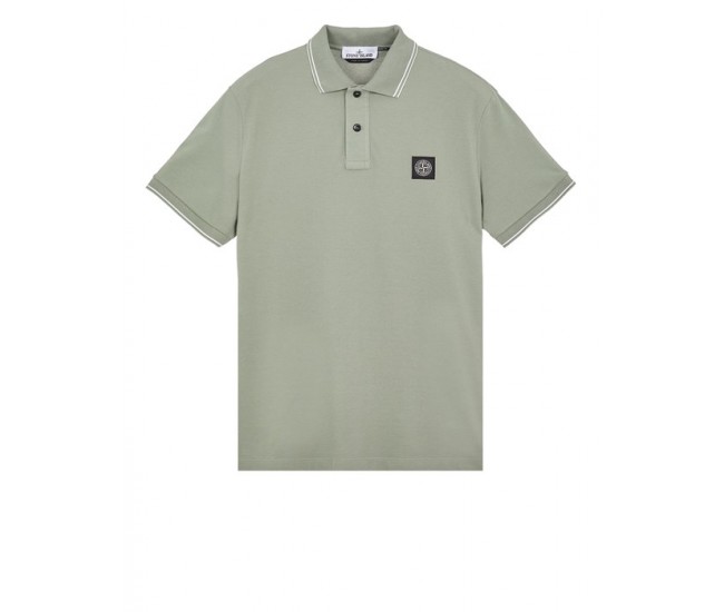 Stone Island 2CS18 Fall Winter Short Sleeve Polo T Shirts In Stretch Cotton Sage Green