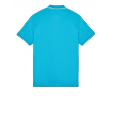 Stone Island 2CS18 Fall Winter Short Sleeve Polo T Shirts In Stretch Cotton Turquoise