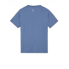 Stone Island 2NS92 Print Short Sleeve T Shirt In Cotton Jersey Avio Blue
