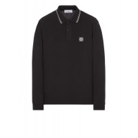 Stone Island 2SL18 Autumn Winter Long Sleeve Polo Shirt In Stretch Cotton Black