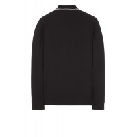 Stone Island 2SL18 Autumn Winter Long Sleeve Polo Shirt In Stretch Cotton Black