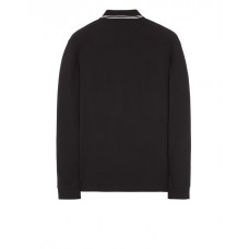 Stone Island 2SL18 Autumn Winter Long Sleeve Polo Shirt In Stretch Cotton Black