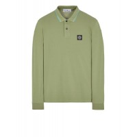 Stone Island 2SL18 Autumn Winter Long Sleeve Polo Shirt In Stretch Cotton Sage Green