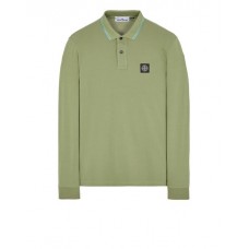 Stone Island 2SL18 Autumn Winter Long Sleeve Polo Shirt In Stretch Cotton Sage Green