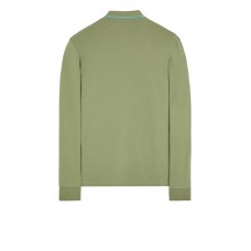 Stone Island 2SL18 Autumn Winter Long Sleeve Polo Shirt In Stretch Cotton Sage Green