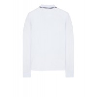 Stone Island 2SL18 Autumn Winter Long Sleeve Polo Shirt In Stretch Cotton White