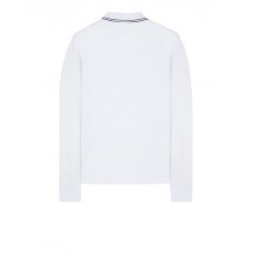 Stone Island 2SL18 Autumn Winter Long Sleeve Polo Shirt In Stretch Cotton White