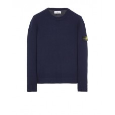 Stone Island 550D8 Sweater In Ribbed Soft Cotton Dark Blue