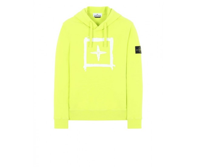 Stone Island 65894 Fall Winter Hoodie Sweatshirt In Cotton Lemon